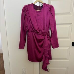Fate Magenta Ruffle-Accent Mini Dress